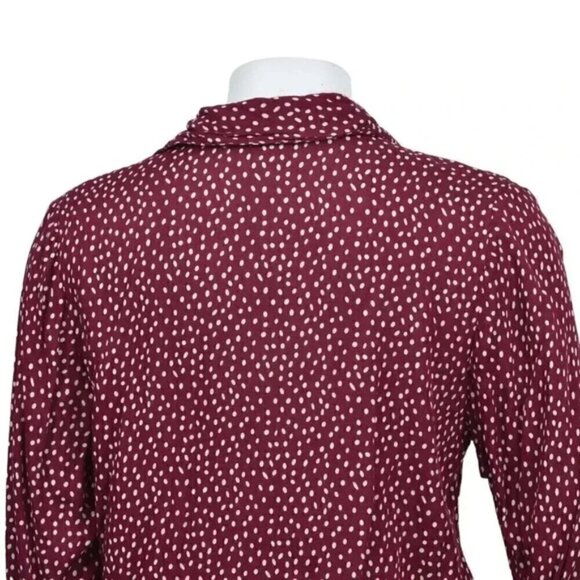 Simons Twik Printed Long Sleeve Blouse Top Rayon Red White Size XS - Picture 5 of 9